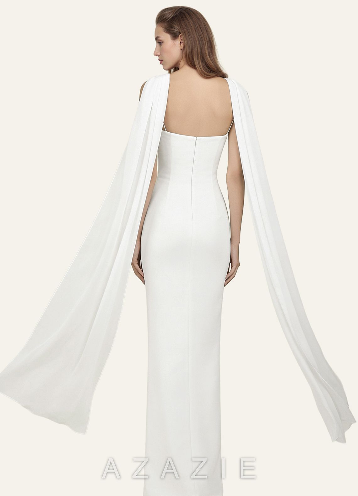 Azazie Chiffon Bridal Shawl Extra Long  ivory