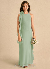 Azazie Manny Girls Formal Dusty Sage A-Line Pleated Chiffon Dress dusty_sage