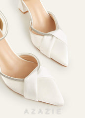 Rhinestone Strap Pointed Toe Block Heels