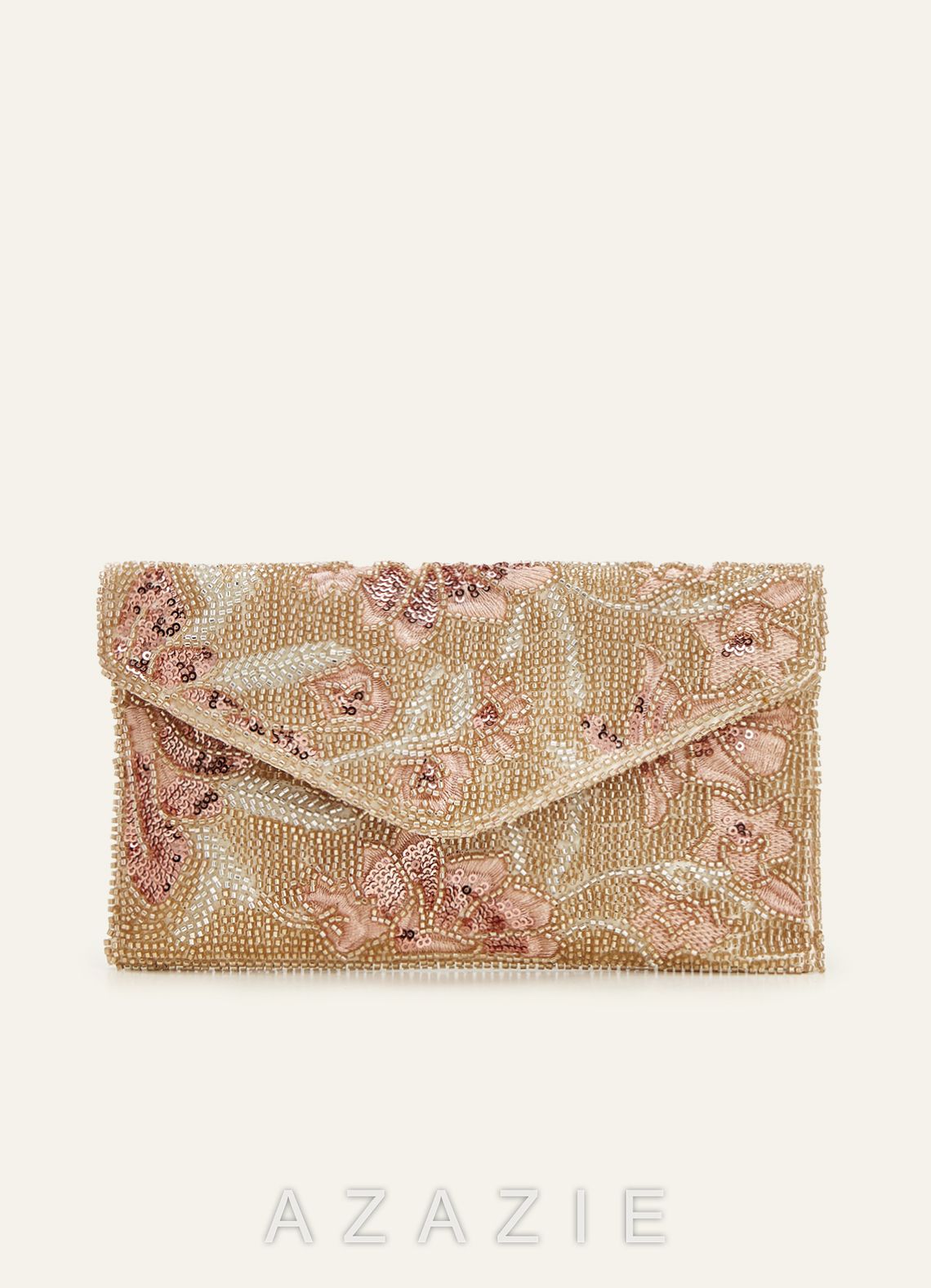 Beaded Sequin Floral Envelope Clutch