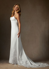 Azazie Eliora Diamond White Fit and Flare Stretch Satin Dress diamond_white