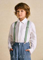 Matching Color Boy's Matte Satin Suspenders  matcha