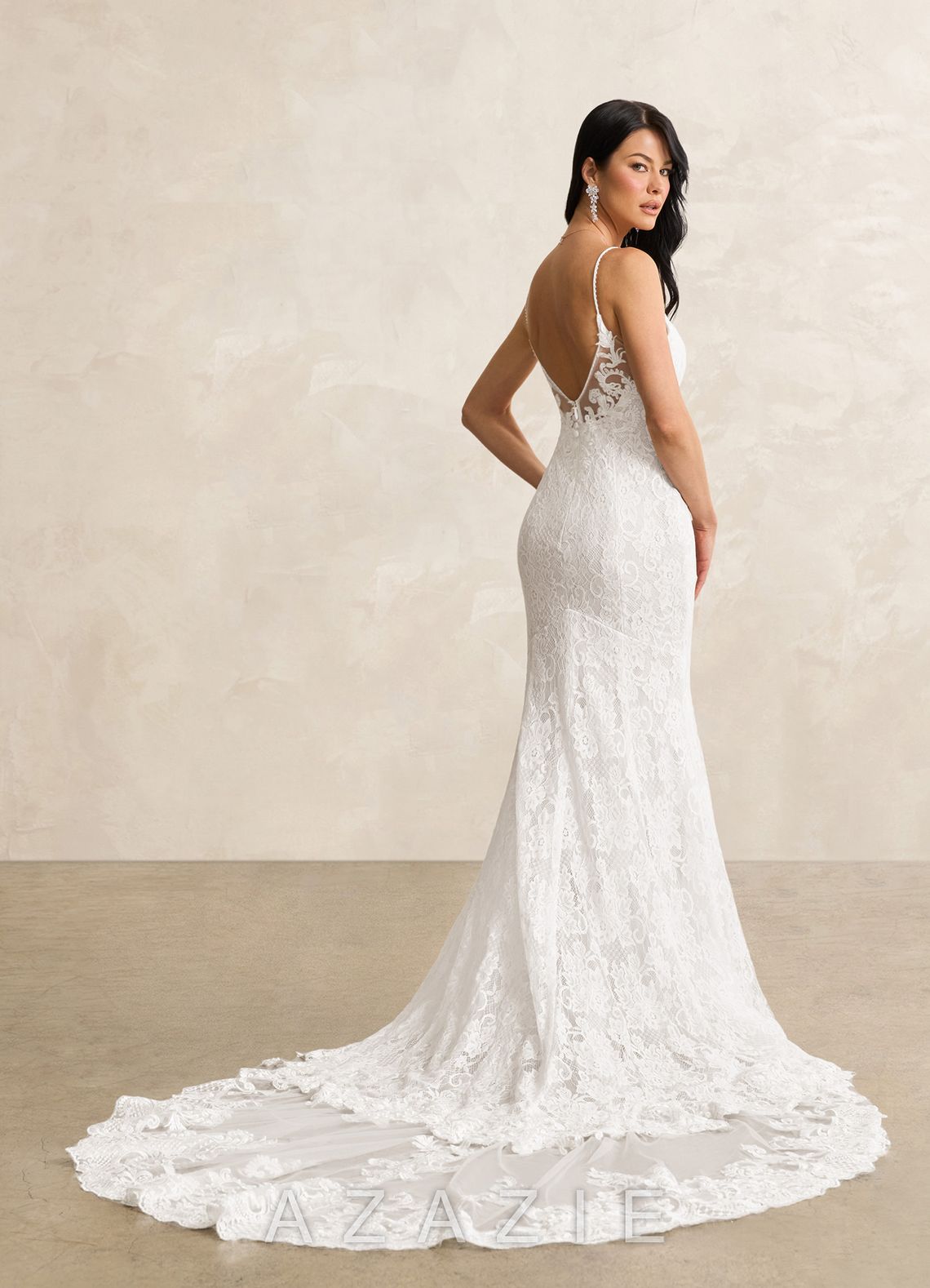 Azazie Prudence Diamond White Mermaid Sequins Tulle Dress