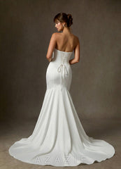 Azazie Lanelle Diamond White Mermaid Crepe Back Satin Dress diamond_white