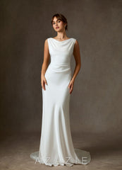 Azazie Kieryn Diamond White Fit and Flare Stretch Satin Dress