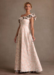 Azazie Fran Dusty Rose A-Line Ruched Jacquard Dress dusty_rose