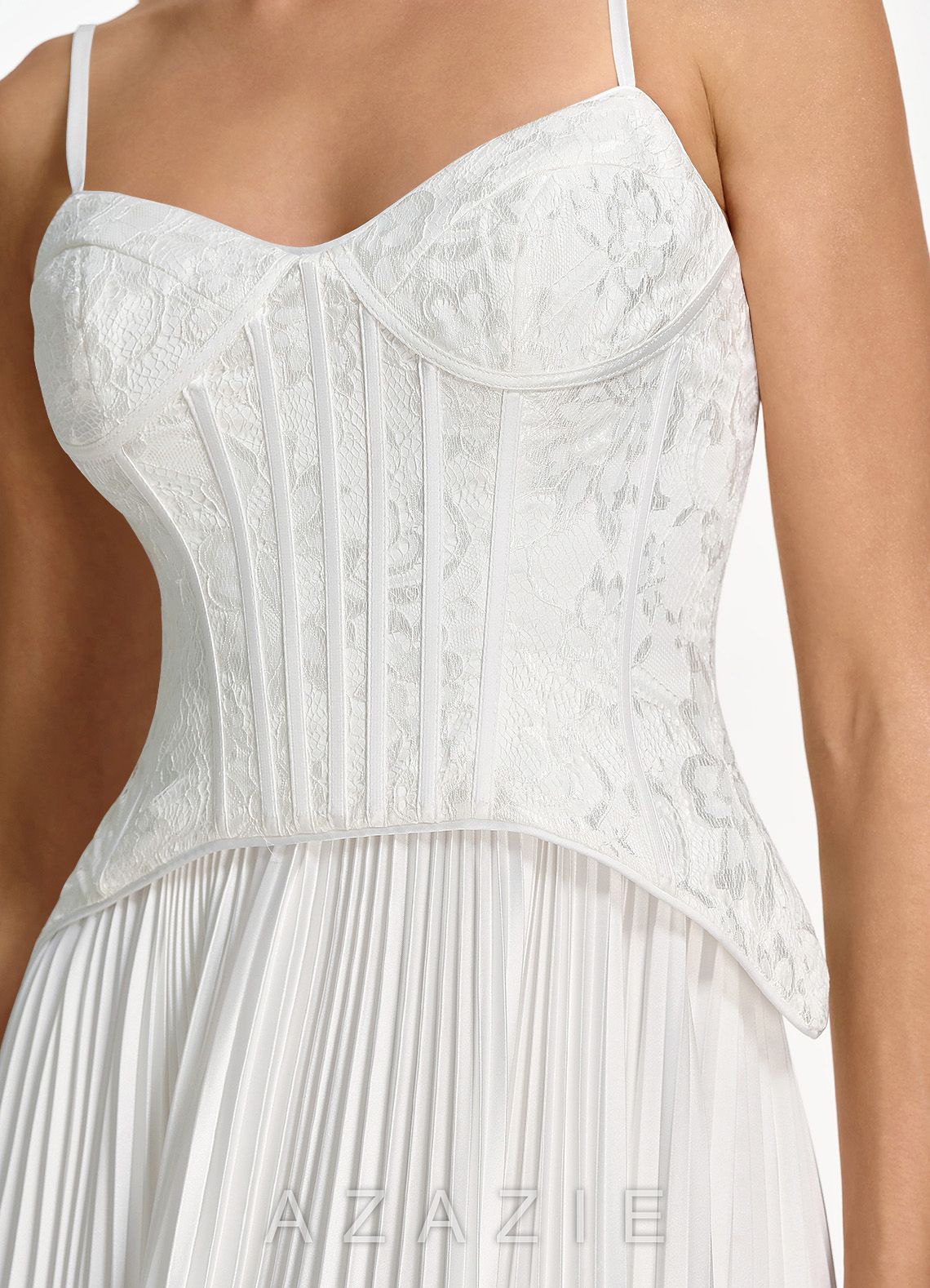 Isolde White Lace A-line Corset Maxi Dress