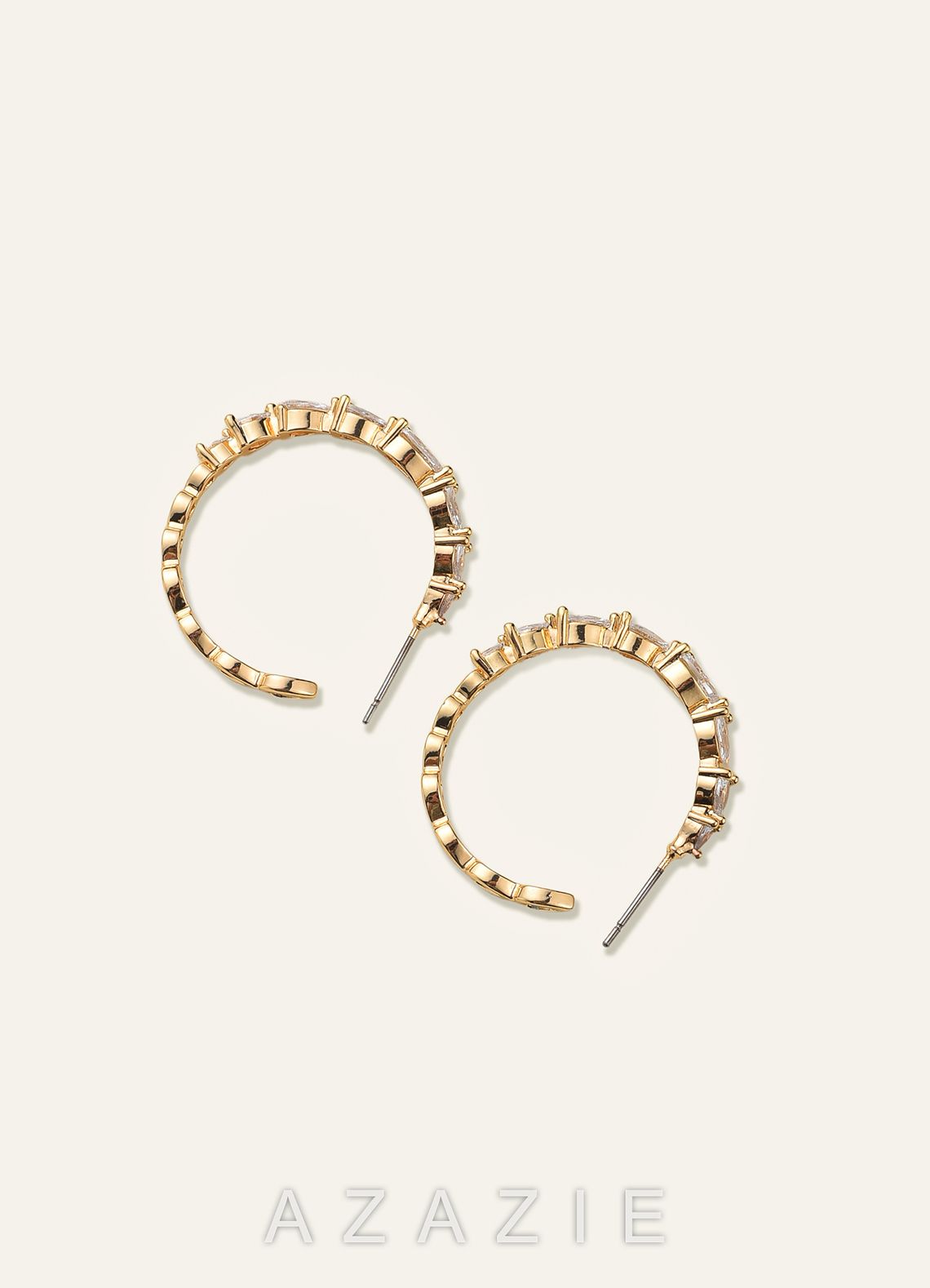 Pear Crystal Embellished Hoop Earrings