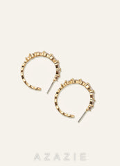 Pear Crystal Embellished Hoop Earrings