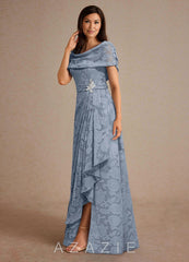 Azazie Branford Dusty Blue A-Line Pleated Floral Burnout Dress dusty_blue