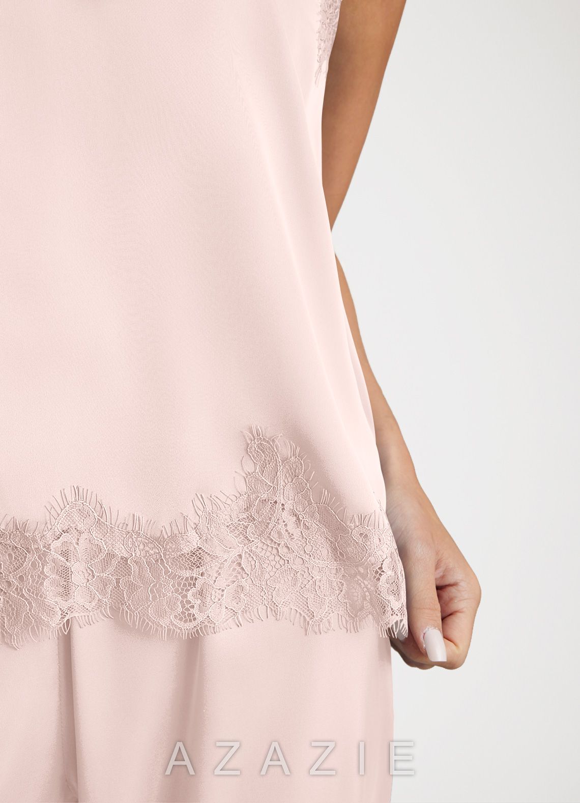 Lace and Satin Cami and Pants Pajama Set