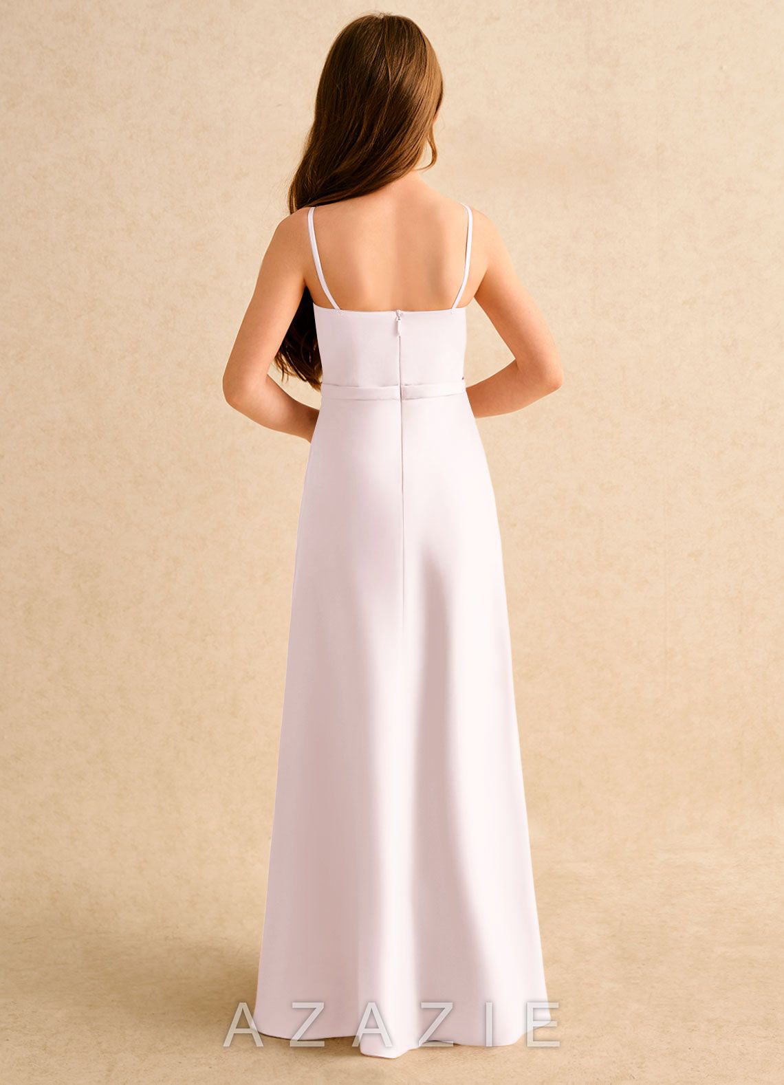 Azazie Fishie Girls Formal Blushing Pink A-Line Matte Satin Dress blushing_pink