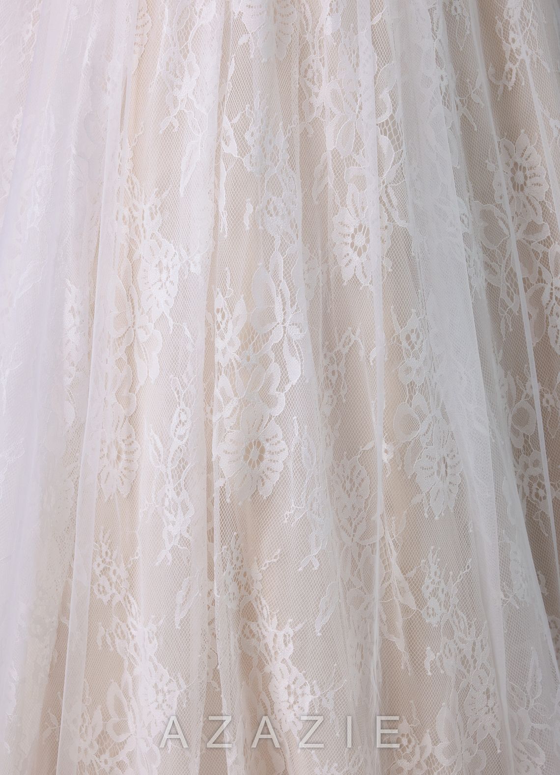 Azazie Adriana Diamond White Champagne A-Line Strapless Lace Dress