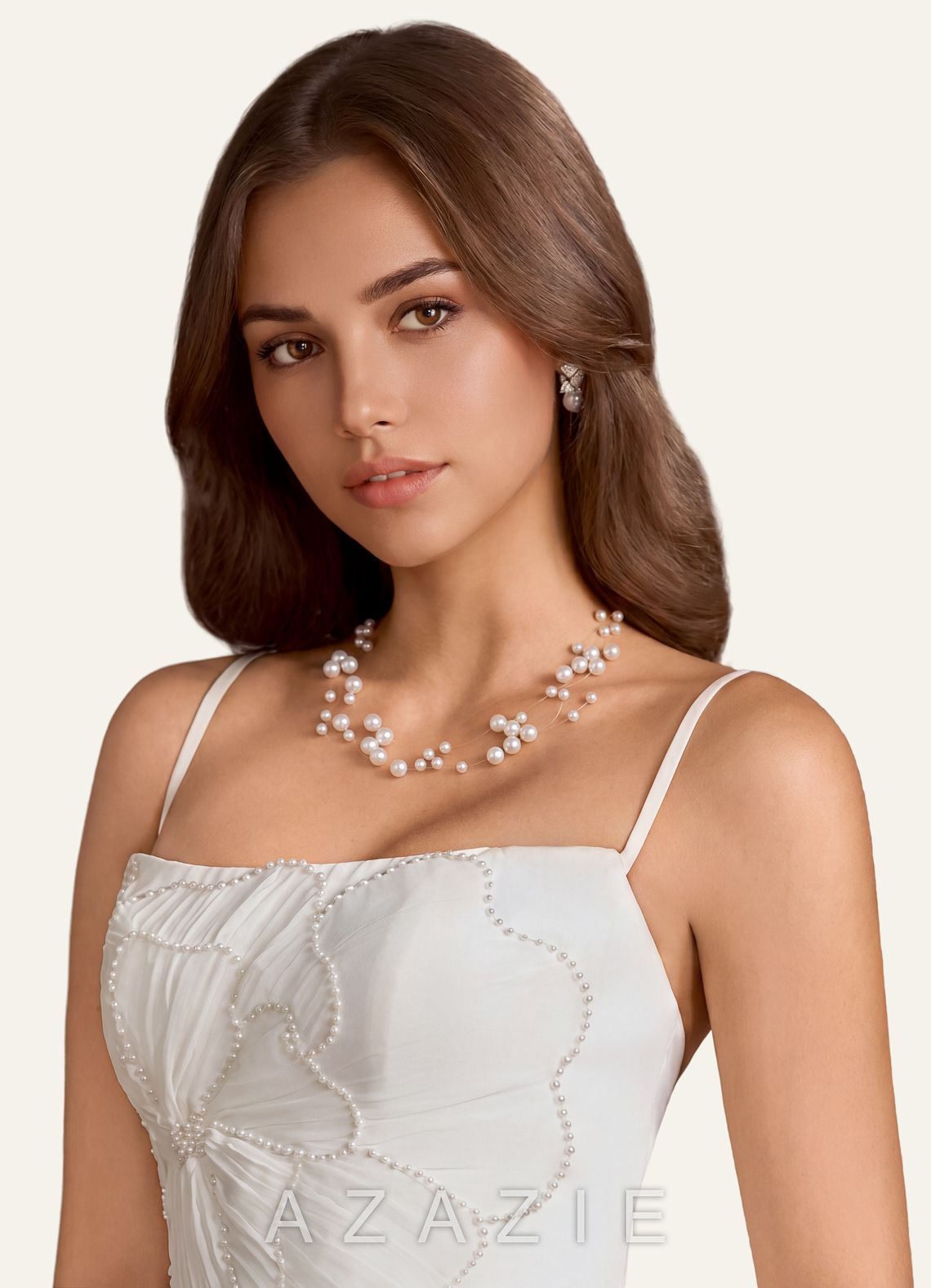 Floating Freshwater Pearl Necklace  white