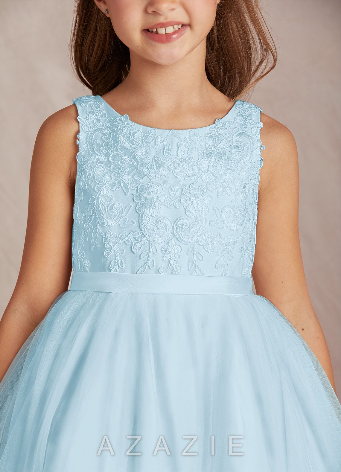 Azazie Calla Sky Blue Ball-Gown Lace Tulle Dress sky_blue