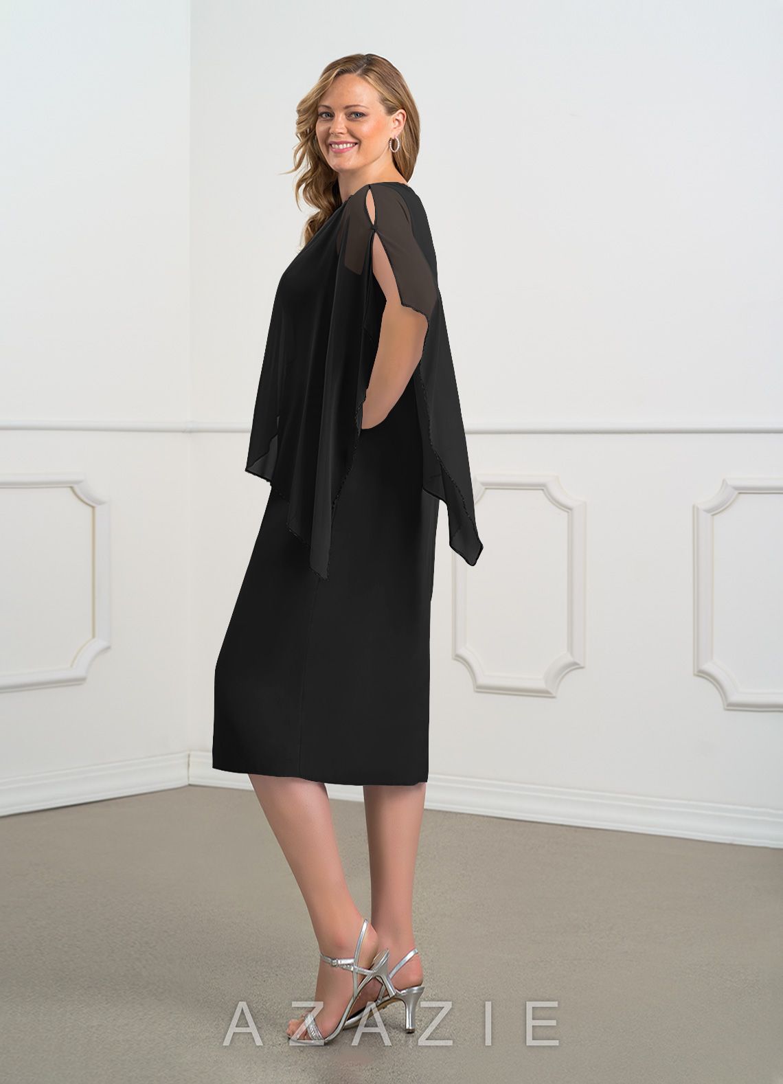 Azazie Sparrow Black Sheath Sequins Chiffon Dress black