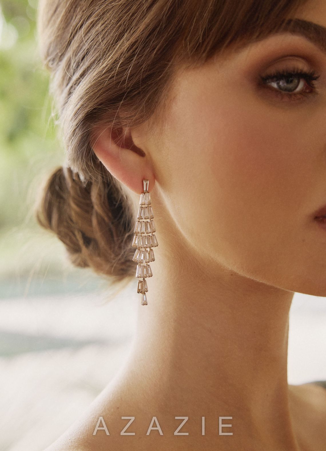 Zirconia Tassel Drop Earrings  gold