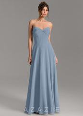 Azazie Meleena Dusty Blue A-Line Strapless Chiffon Dress