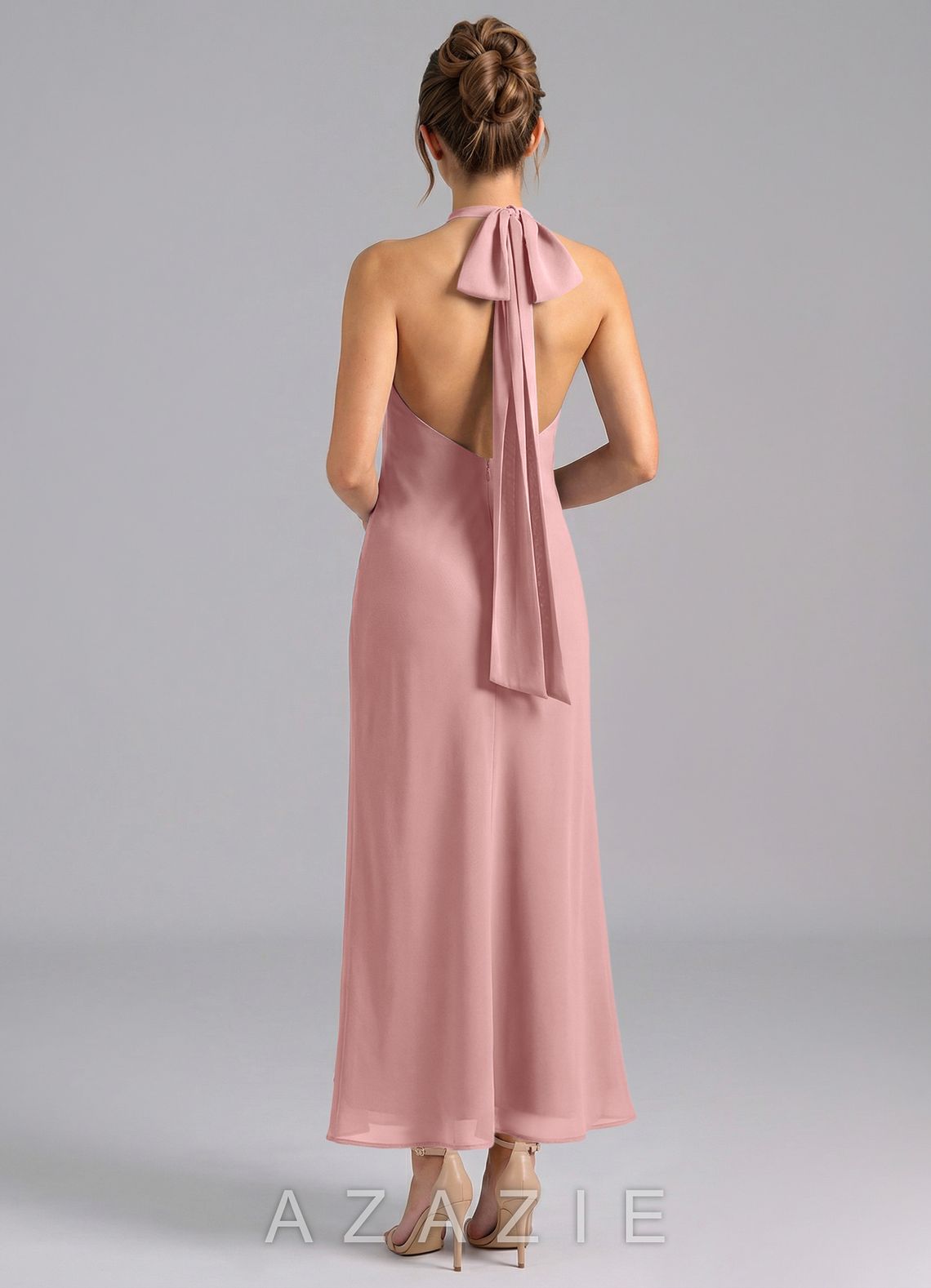 Azazie Velli Dusty Rose Mermaid High Neck Chiffon Dress dusty_rose