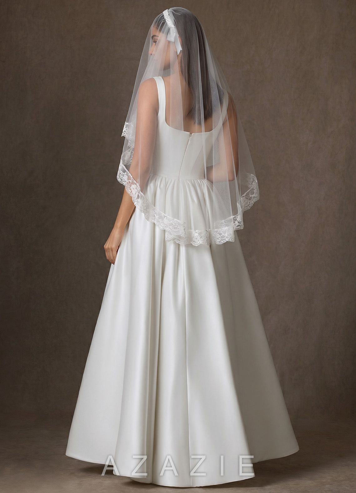 Romantic Floral Lace Shoulder Length Veil  diamond_white