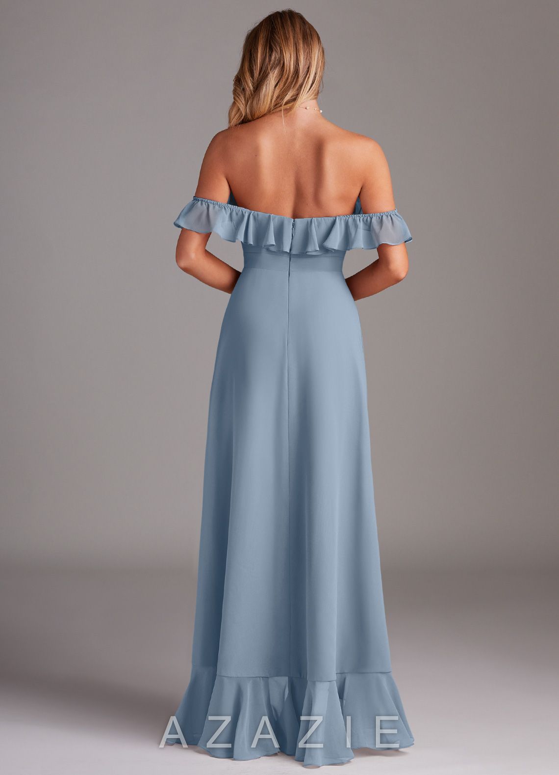 Azazie Lyra Dusty Blue A-Line Chiffon Convertible Dress dusty_blue