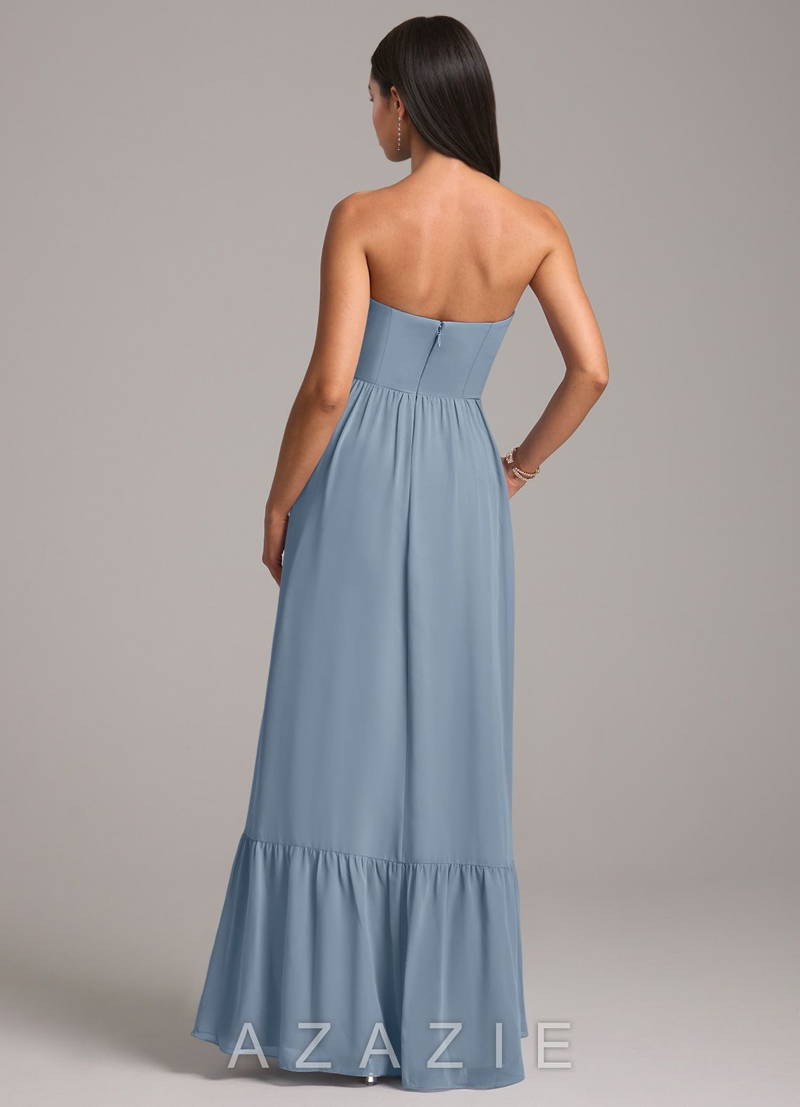 Azazie Kailee Dusty Blue A-Line with Pockets Chiffon Dress dusty_blue