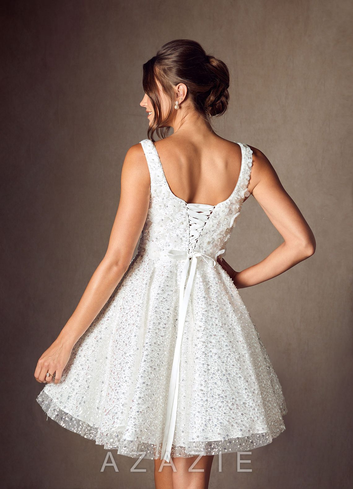 Azazie Kristi Diamond White A-Line with Pockets Beading Dress diamond_white