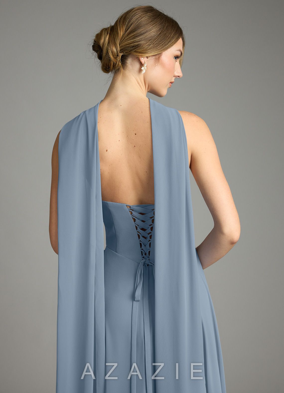 Azazie Ayla Dusty Blue A-Line Sweetheart Neckline Chiffon Dress dusty_blue