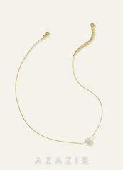 Pearl Solitaire Necklace  gold