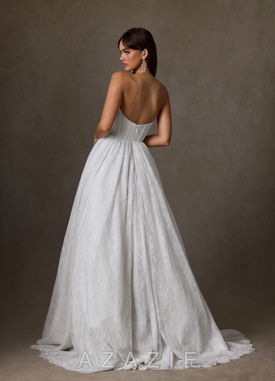 Azazie Sienna Diamond White A-Line Sweetheart Neckline Lace Dress diamond_white