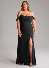 Azazie Saige Black A-Line Off the Shoulder Chiffon Convertible Dress black
