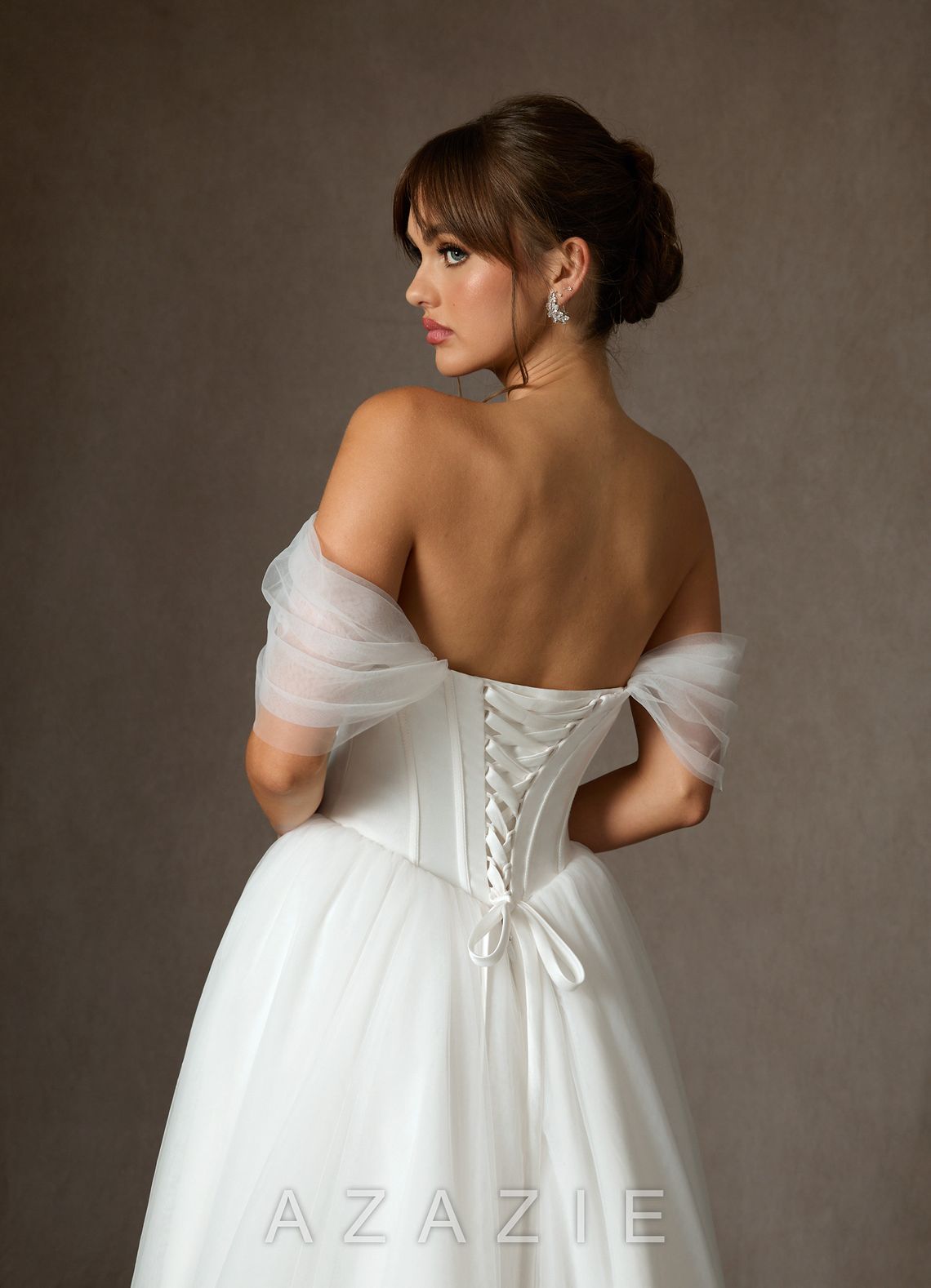Azazie Adalyn Diamond White Ball-Gown Tulle Dress diamond_white