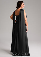Azazie Kinsley Black Mermaid Side Slit Stretch Satin Dress black