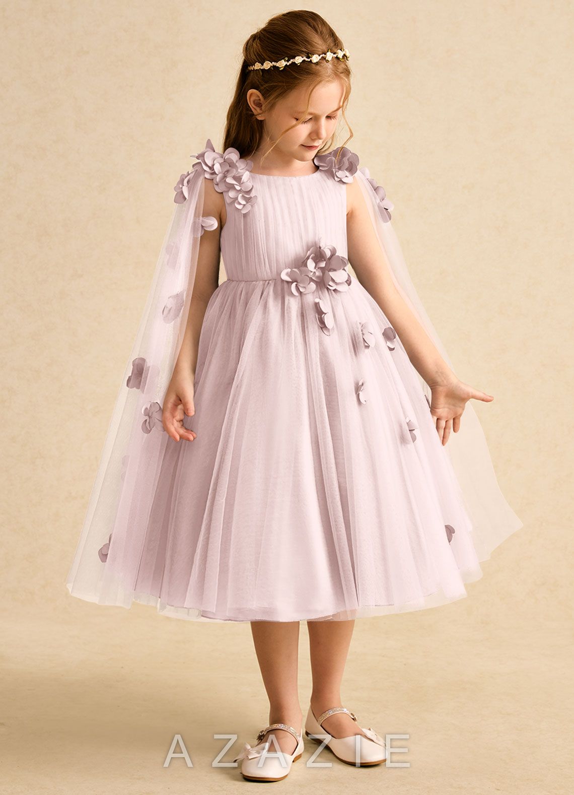 Azazie Staria Blushing Pink Ball-Gown Ruched Tulle Dress blushing_pink
