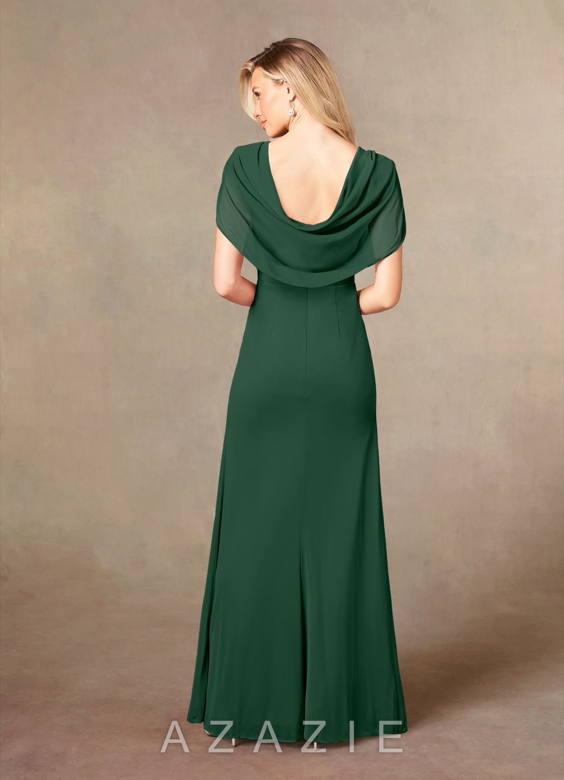 Azazie Luisa Dark Green Mermaid V-Neck Pleated Mesh Dress dark_green