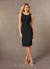 Azazie Ryne Black Sheath Lace Dress black