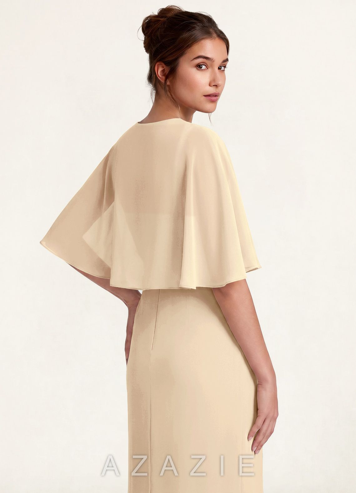 Azazie Matching Color Chiffon Short Cape Shawl  champagne
