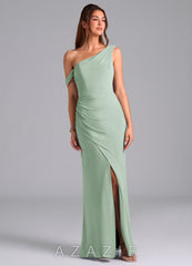 Azazie Madelyn Agave Mermaid One Shoulder Chiffon Convertible Dress