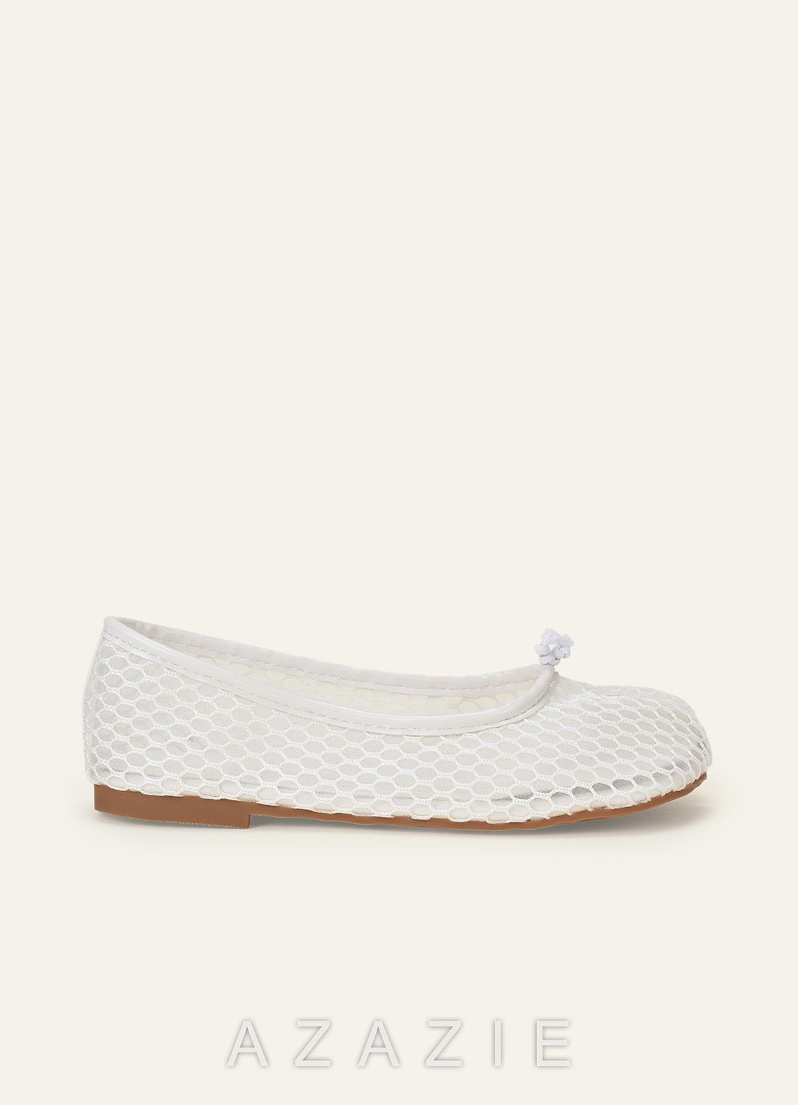 Mesh Split-Toe Tabi Fold Ballerina Ballet Flats  ivory