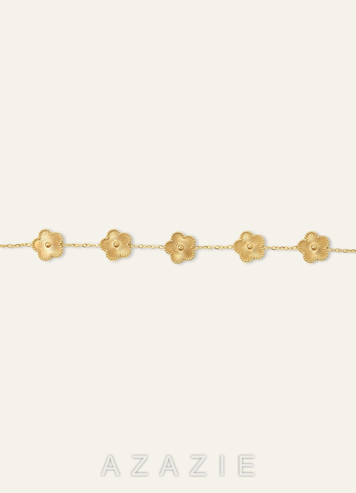 18K Gold Plated Stainless Steel Five-Leaf Clover Charm Bracelet