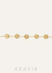 18K Gold Plated Stainless Steel Five-Leaf Clover Charm Bracelet