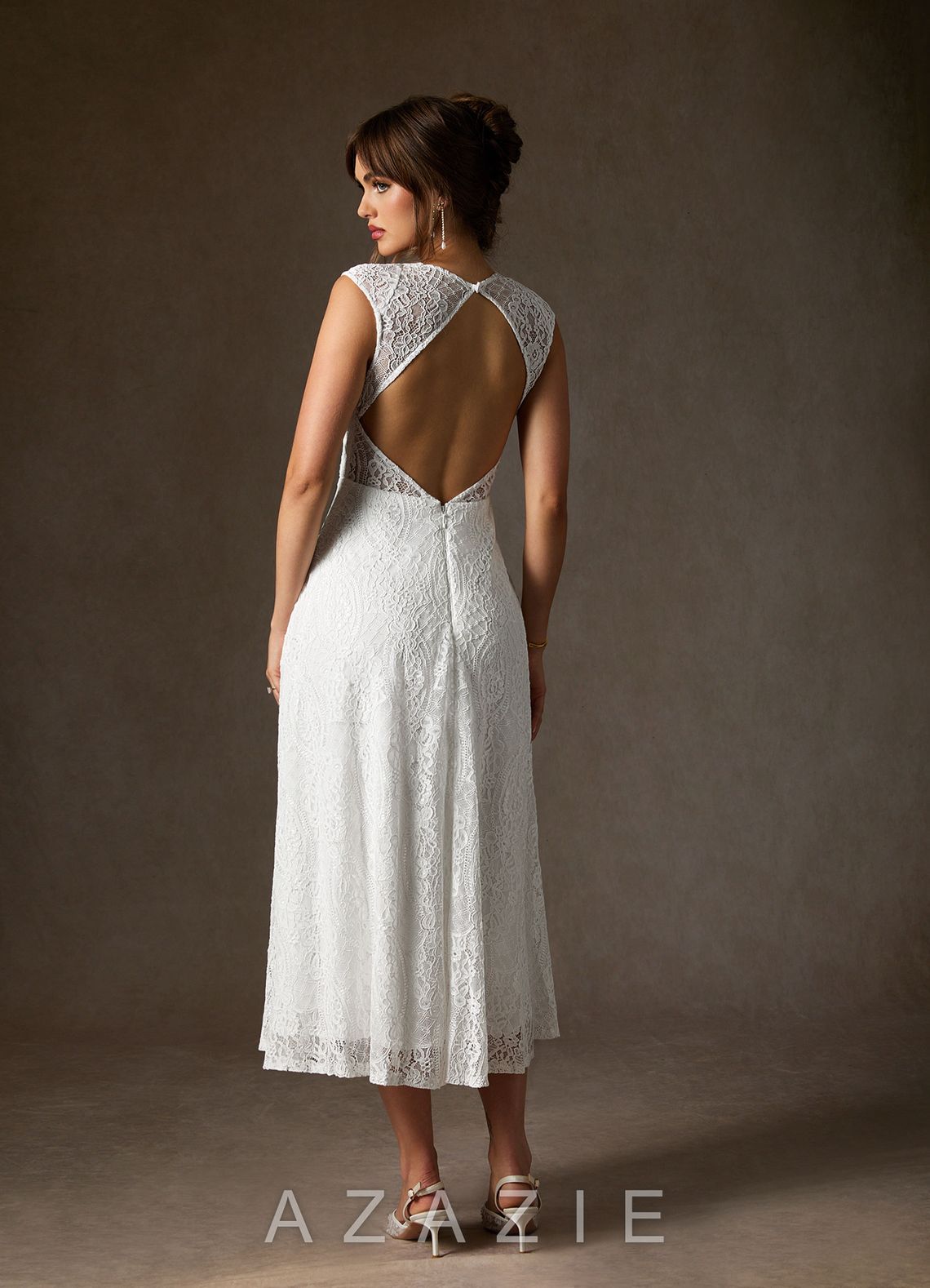 Azazie Lilly Wedding Dress Diamond White A-Line Lace Dress diamond_white