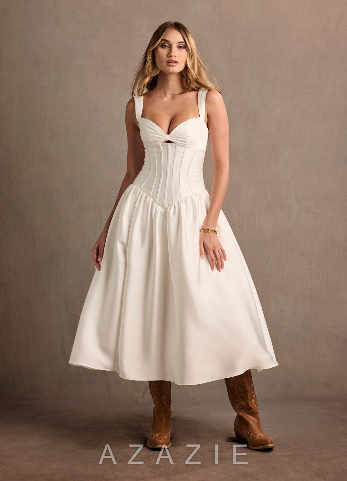 Arwen {color} Dropped Waist Midi Dress  sp_cream_#cr134128