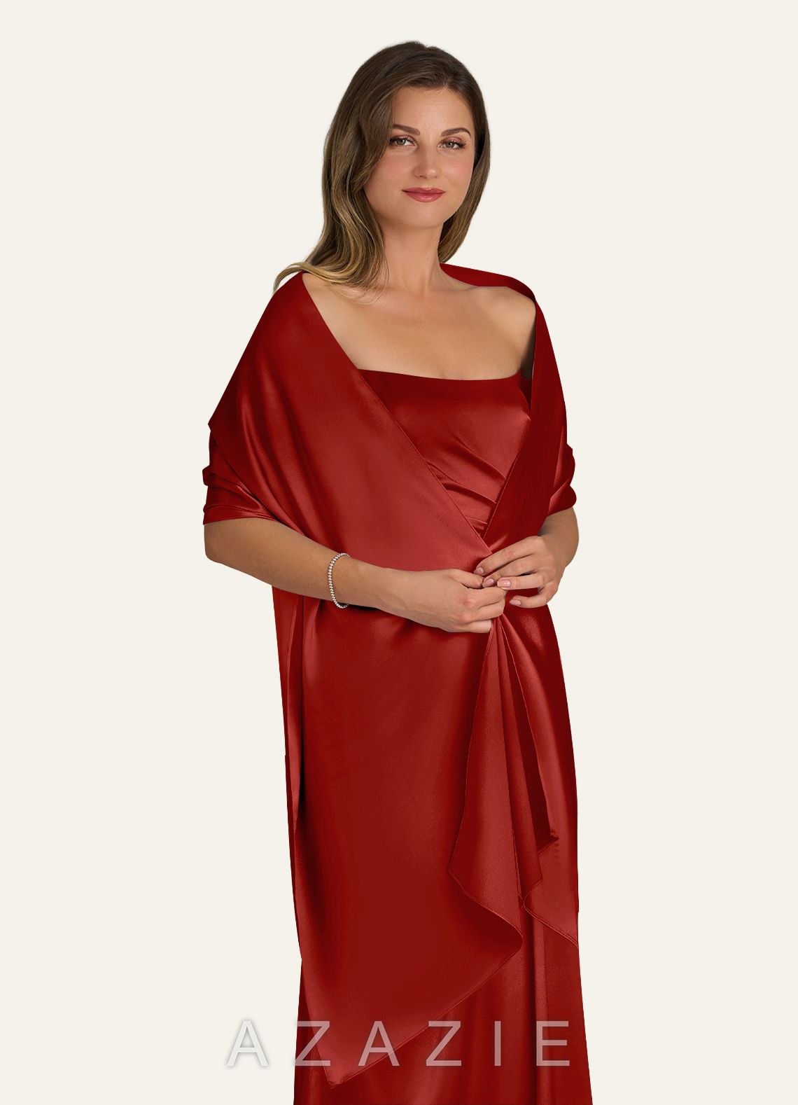 Azazie Matching Color Metallic Satin Shawl