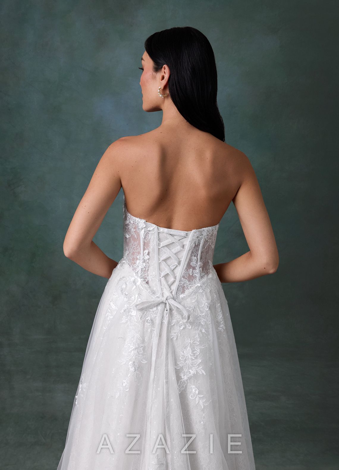 Azazie Ivonnah Diamond White A-Line Strapless Tulle Dress