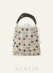 Handwoven Beaded Handbag Bag with Drawstring Pouch