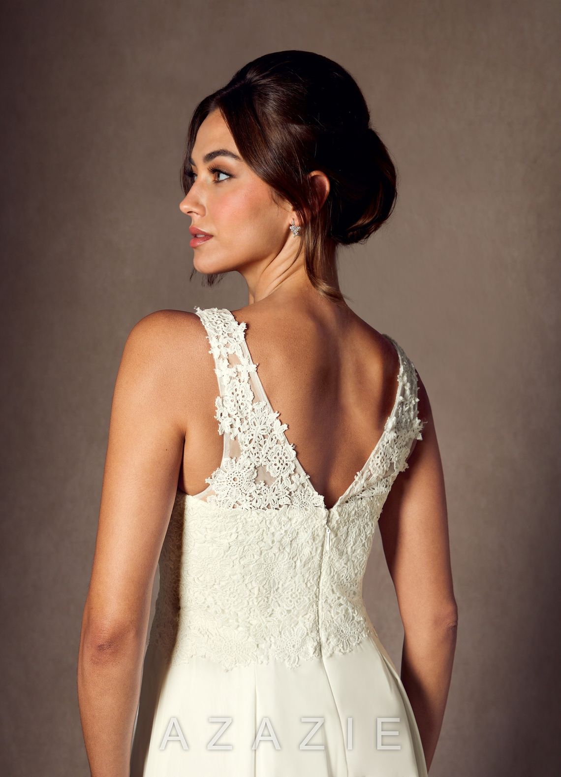 Azazie Florine Wedding Dress Cream Pant Styles V-Neck Lace Chiffon Dress cream