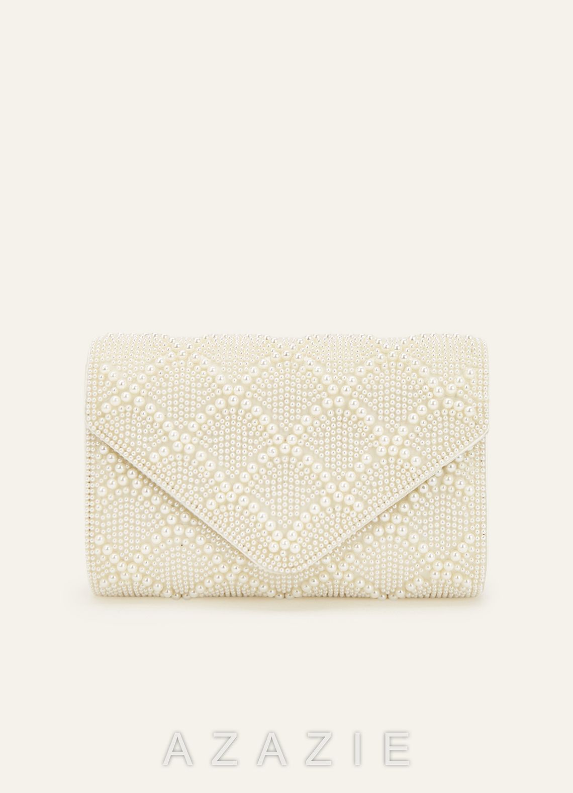 Scalloped Pearl Embellished Envelope Clutch