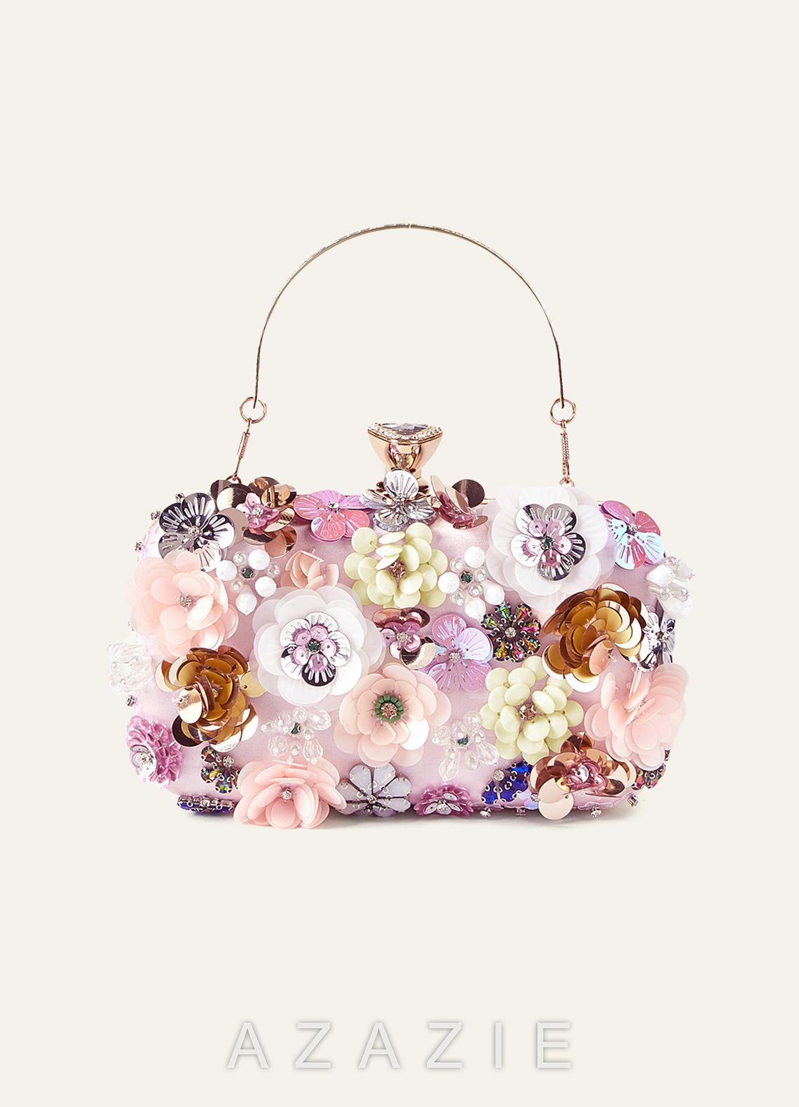 Sequin Flower Embellished Clutch