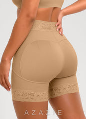 Lace High Waist Tummy Control Butt Lifting Shapewear Shorts  nude